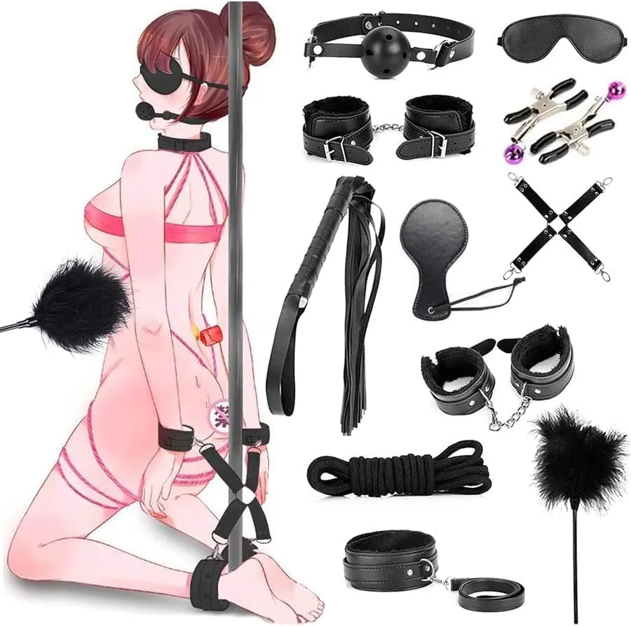 Set de once piezas bondage - Set completo de bondage con 11 elementos para parejas